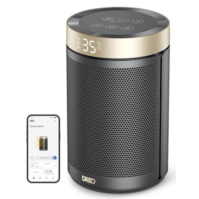 Image of Dreo Smart Electric Space Heater, 1500W Portable Ceramic Heaters for Home, Low energy, Silent Room Heater with Thermostat, 3 Modes 12H Timer, Overheat &amp; Tip Over Protection, Works Alexa