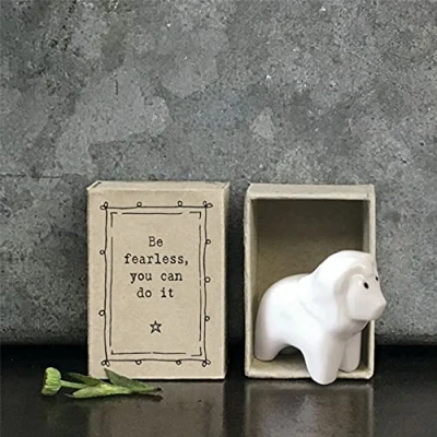 Image of East of India Porcelain Matchbox Lion Sentimental Animal Ornament Gift Be Fearless, you can do it