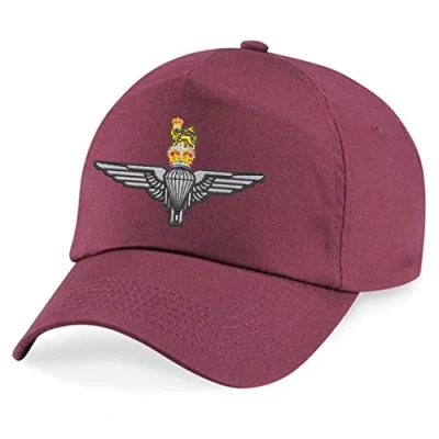 Image of Parachute Regiment Paratrooper Paras Insignia Embroidered Baseball Cap British Army Military Embroidery (Maroon)