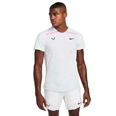 Image of NIKE Court Dri Fit Advantage Rafa Short Sleeve T Shirt, Pure Platinum / Pink Gaze Black, M