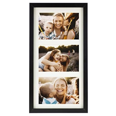 Image of BD ART 18 x 35 cm (7 14 Inch) Multiple Aperture Picture Frame for 3 Photos 4 6 Inch, BLACK