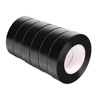 Image of SACONELL Black Insulation tape 6 Rolls, 15mm x 15m Adhesive Electrical PVC Tape, Gaffer for Insulating, Repairing, Protecting Wires