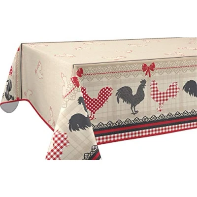 Image of Le linge de Jules Tablecloth, Polyester, Red, Rechteckig 150 x 300 cm