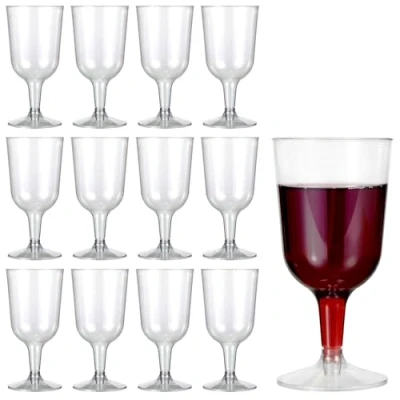 Image of MATANA 12 Premium Plastic Wine Glasses (180ml) Hard Glass for Cocktails, Dessert, Tasting Reusable Cups Parties, Birthdays, Weddings, Christmas, BBQ