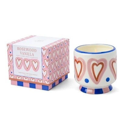 Image of Paddywax Scented Candles Dopo Hand Painted Ceramic Luxury Artisan Candle, 226g, Hearts Rosewood Vanilla