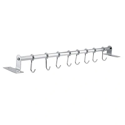 Image of TOPINCN Stainless Steel Utensil Hanging Rack, Kitchen Bathroom Wall Mounted Rail with Removable Hooks Pan Pot Spatula Hanger Organizer(8 Hooks)