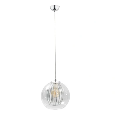 Image of Glamour Dome Pendant Ceiling Light Silver, 30cm, 1x E27