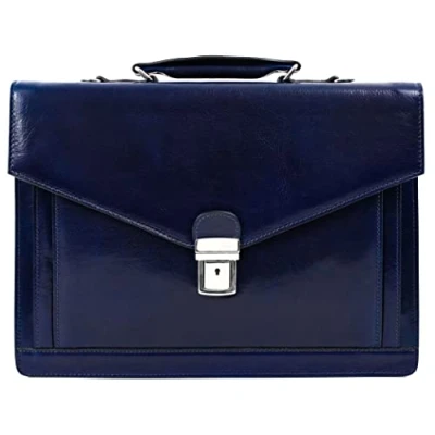 Image of Time Resistance Leather Briefcase Full Grain Bag for Men Business Attache Shoulder a Laptop