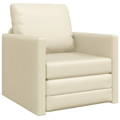 Image of vidaXL Floor Sofa Bed 2 in 1 Cream 74x77x81 cm Faux Leather