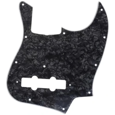 Image of Musiclily Pro 11 Hole J Bass Pickguard for JPN Fender Japan 4 String Jazz Bass, 4Ply Black Pearl