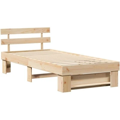 Image of with Headboard Brown 100 x 200 cm Solid pine wood vidaXL