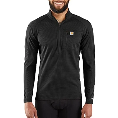 Image of Carhartt Men&#039;s Base Force Midweight Tech Quarter Zip Layer Top, Black, S