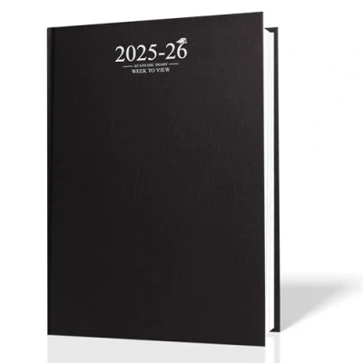 Image of 2024 2025 A4 Week to View Diary Academic Case Binding On Two Pages (Black)