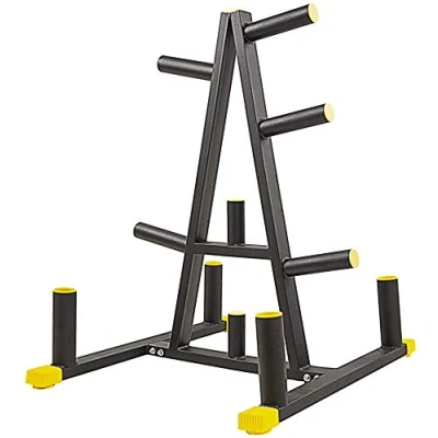 Image of BalanceFrom 2 Inch or 1 Weight Plate Rack with Barbell Holders, 600 Pound Capacity (for Gear), Black