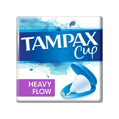 Image of Tampax Cup Heavy Flow, Menstrual Cups, Comfort fit Protection, Day and Night, Made with 100% Medical Grade Silicone, Clinically Tested, Easy Cleansing, Reusable, Supplied a Carry Case