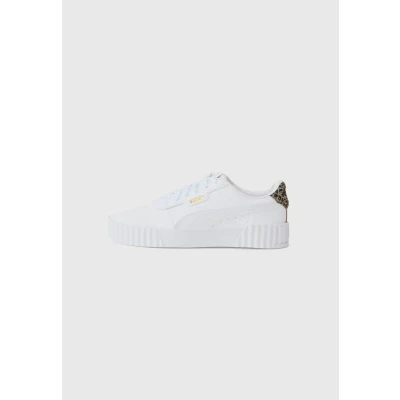 Image of PUMA Women&#039;s Carina 3.0 Animal Flair Sneaker, White Gold, 3.5 UK