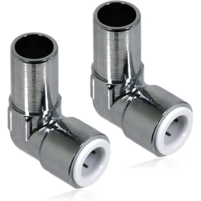Image of Team Controls 15mm x 10mm Pushfit Radiator Valve Chrome Reducing Elbow Pair