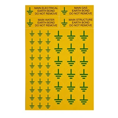 Image of Warning Signs EARTH BONDING LABELS/SYMBOLS S/A VINYL 5 SHEETS