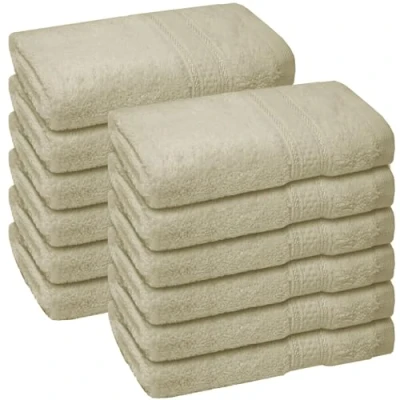 Image of ZZZMRH 100% Cotton Premium face Cloths (30 x 3 CM), Highly Absorbent and Super Soft Fingertip Towels (12 pack flannel) (Ivory)