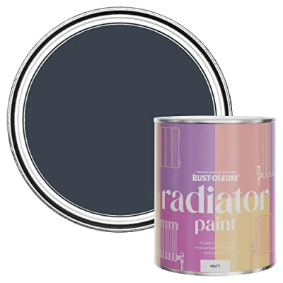 Image of Rust Oleum Black Heat Resistant Radiator Paint in Matt Finish Sand, 0.75 Liters (SHDRCT1116)