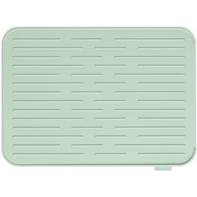 Image of Brabantia Sinkside Silicone Dish Drying Mat with Rim Kitchen Accessory Dishwasher Safe Foldable Easy to Clean Sink for Airdrying Washing Up Rack Drainer Jade Green 33 x 44 1 cm