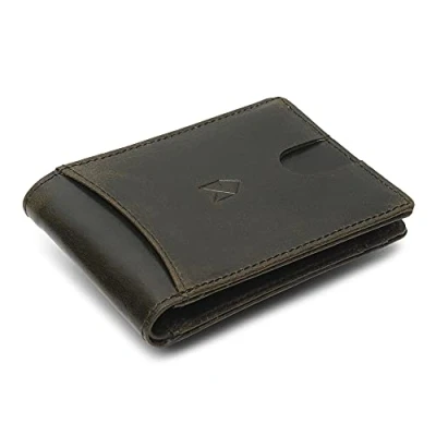 Image of FOXHACKLE Slim Bifold Men’s Leather Wallet, RFID Blocking Front Pocket Wallet for Men, Genuine Capacity with 1 ID Window, 7 Cards Slots &amp; Cash Compartment.