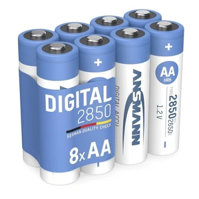Image of Ansmann AA Rechargeable Batteries [Pack of 8] 2850 mAh NiMH High Capacity Type Size Battery Digital Equipment&#039;s, Cameras, Flash Units, Speakers, Microphones, Silver