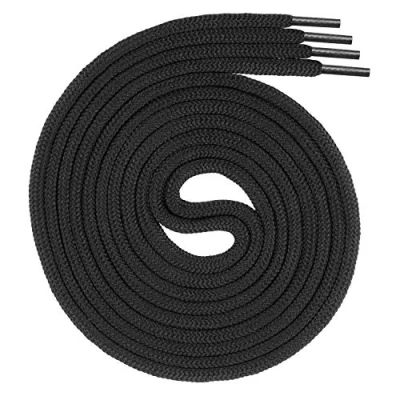 Image of Swissly Round Shoelaces Approx. 4.5 mm Diameter for Work Shoes, Trekking Hiking Boots, Polyester Shoe Laces, Lengths 70 220 cm, black, 100 cm / ø 4,5mm