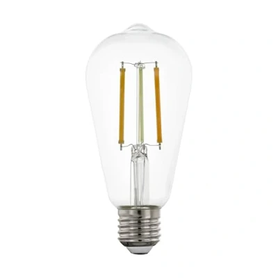Image of Eglo Connect.z Smart Home E27 LED Filament Light Bulb, ST64, ZigBee, app and Voice Control, dimmable, White tunable (Warm Cool White), 700 Lumen, 6 watt, Vintage Lightbulb Transparent