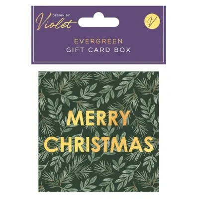 Image of Design by Violet Merry Christmas Evergreen Gift Card Box 10cm x Money Wallet Cards &amp; Envelopes for Cash Gifts Xmas Voucher Wallets