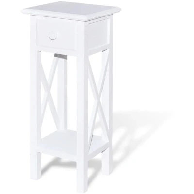 Image of vidaXL Side Table with Drawer White