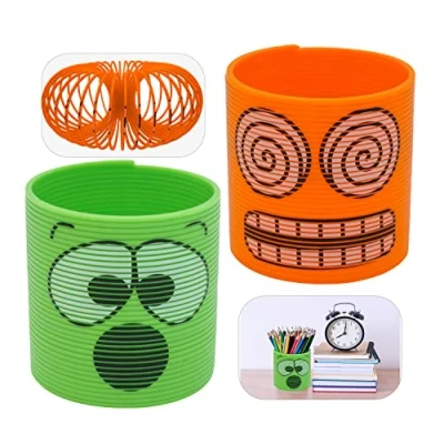 Image of HOVUK Slinky Spring Multicoloured Magic Springs Coil for Kids Assorted Emoji Silly Faces and Colors, Plastic Toys Party Favors, Goodie Bag Filler, Stocking Stuffers