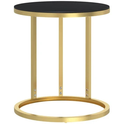 Image of vidaXL Side Table Gold and Black 45 cm Tempered Glass