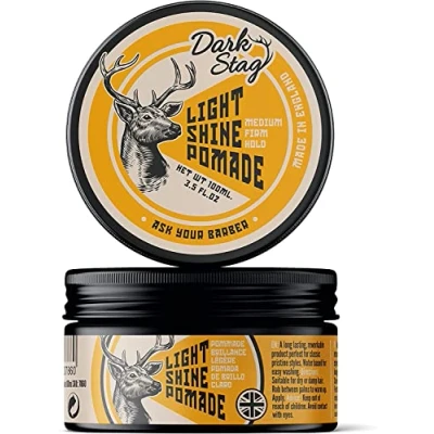 Image of Dark Stag Light Shine Pomade, Medium Hold Hair Pomade For Men, Water Based Easy to Wash Sleek Traditional Styles, 100ml / 3.5oz