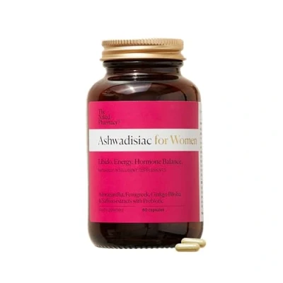 Image of The Naked Pharmacy Ashwadisiac for Women Energy &amp; Hormonal Balance Ashwagandha, Saffron, Fenugreek Prebiotic High Strength Natural No Additives 60 Capsules