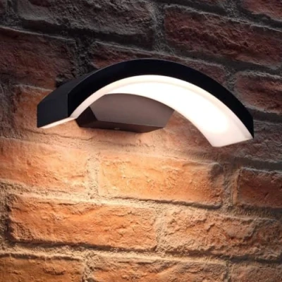 Image of Auraglow Integrated LED Outdoor Wall Light Fixture Lamp in Modern Weatherproof (IP54) Black Arch Design for Porch, Gardens or Driveways
