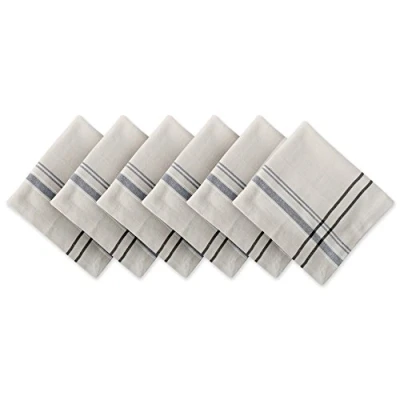 Image of DII French Stripe Tabletop Collection Farmhouse Style Dining Table Linen Napkin Set, 20x20, Taupe/Black, 6 Piece