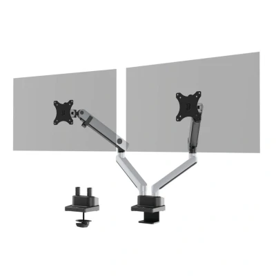 Image of Durable Monitor Mount Select for 2 Screens Stand with Clamp Desks VESA 75/100 Upto 32 Inches Height Adjustable, Rotate &amp; Tilt Securely Holds 8KG
