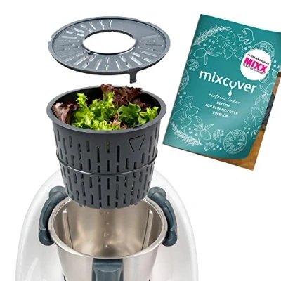 Image of mixcover Improved Version Salad Spinner with Ebook Recipe Book Compatible Thermomix TM6 TM5 Washing and Drying Dryer Also Suitable for Cooking
