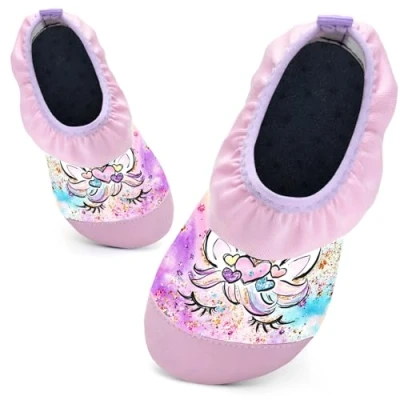 Image of Kids Swim Water Shoes for Girls Toddlers Baby Aqua Socks Quick Dry Pool Beach Barefoot Children（Unicorn Pink 16/17