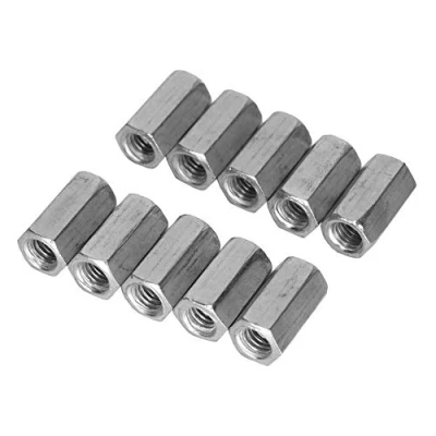 Image of 10pcs M6 Carbon Steel Long Hex Coupling Nut Female Thread Straight Fitting Rod Threaded Bar Studding Nut(M6*18)