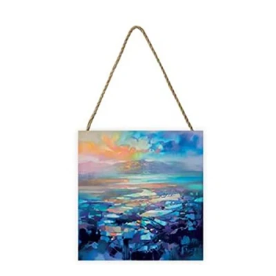 Image of Pyramid International Scott Naismith Artwork (Hebridean Resonance 2 Design) 20cm x 3cm Woodblock with Hanging Cord Official Merchandise