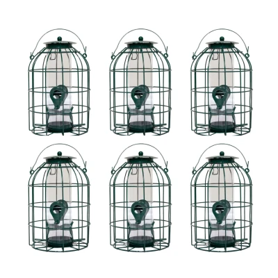 Image of Pack of 6 Wild Bird Seed Feeder Cage with Squirrel Guard
