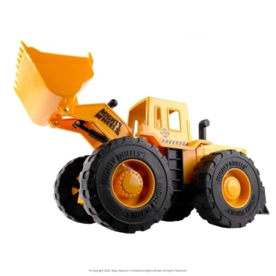 Image of Mighty Wheels Steel Mega Front Loader Truck Toy 16&quot; Large Free wheeling Excavator with Movable Scoop Durable and Plastic Digger Toys