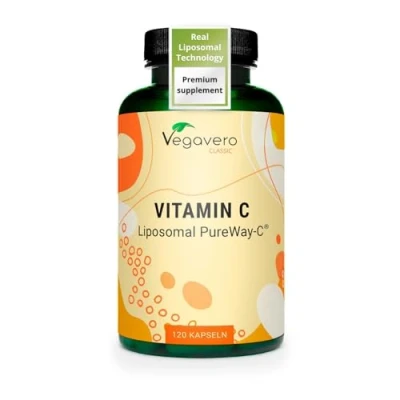 Image of Vegavero Liposomal Vitamin C 120 Capsules Lab Tested, Highly Bioavailable PureWay C® VIT Real Technology Phospholipids Bilayer Vegan