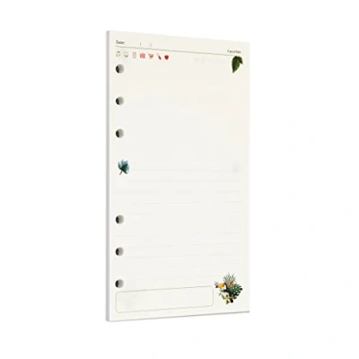 Image of Zelten 45 Sheets 90 Pages Colorful Loose Leaf Punched Paper Refills for 6 Hole Binder Personal Organizer Diary Notebook Refillable Planner (A6, Rainforest Diary)