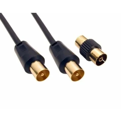 Image of iSeventy9 0.5m Male to Coaxial TV Aerial Cable Extension RF Fly Lead with Female Coupler Black