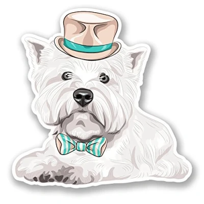 Image of 2 x West Highland Terrier Dog Sticker Car Bike Laptop Helmet Westie #5567 (10cm 10cm)