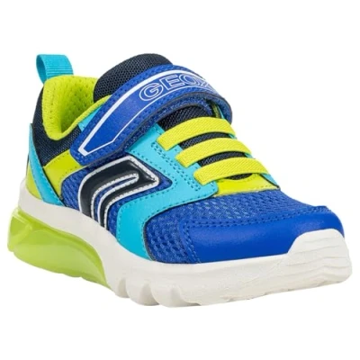 Image of Geox Light UP Ciberdron BOY Trainers for kids, Size: 2.5, Royal/lime Imitation leather/ textile