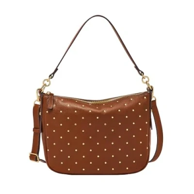 Image of Fossil Women&#039;s Jolie LiteHide Leather Crossbody ZB1970200, Brown and Gold, One Size